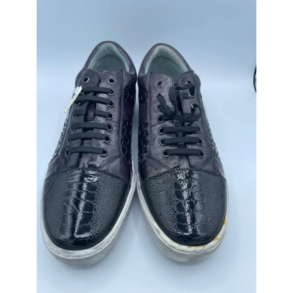 Belvedere Ecco Mens 11 Black Genuine Ostrich Leg Woven Leather Sneakers Y11/ECCO
